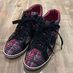Coach Multicolor Plaid Sneakers with Black Details